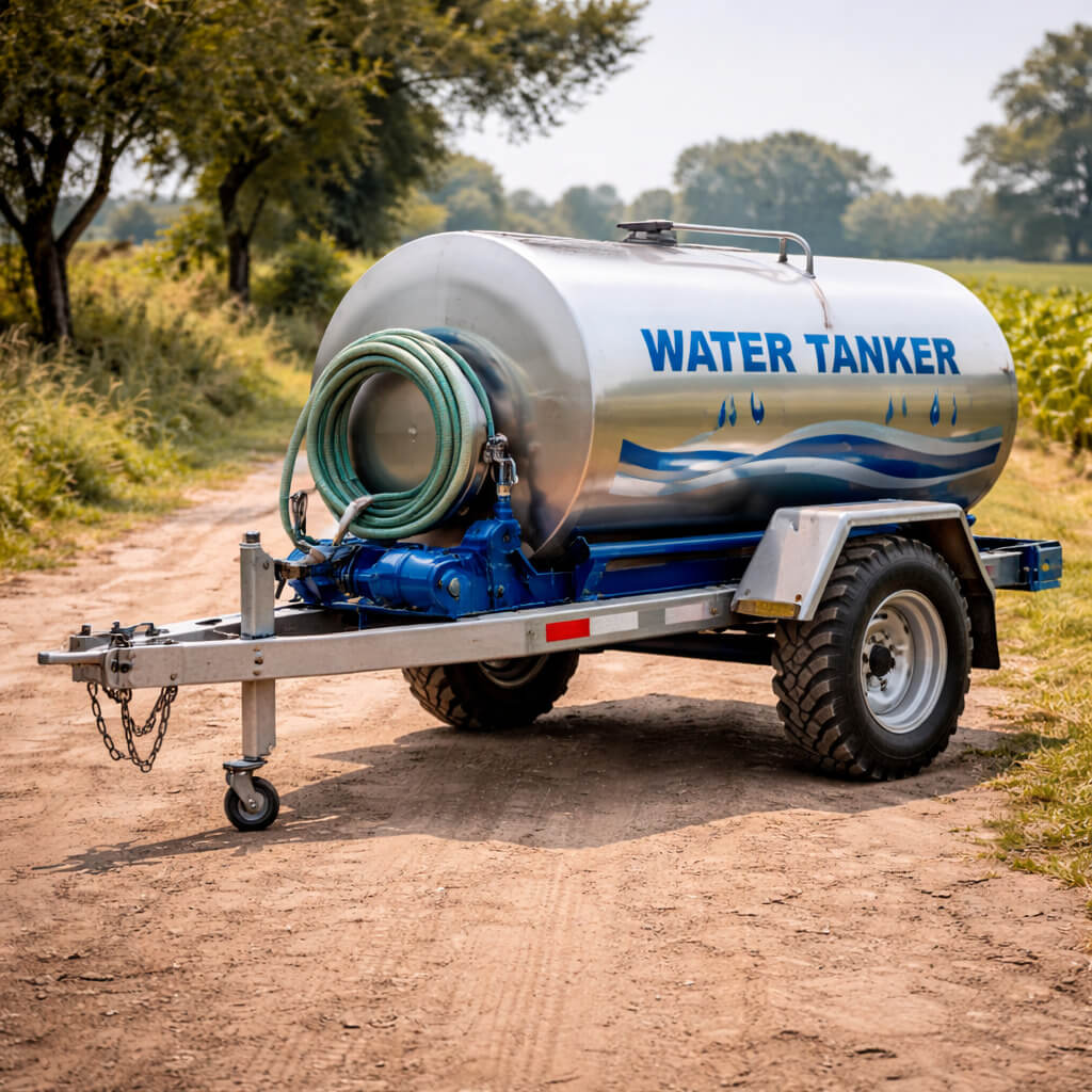 Water Tanker on Single Axle Trailer